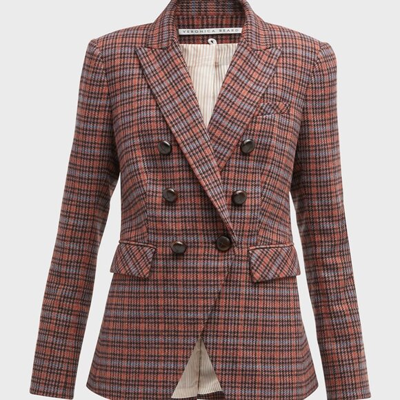 Veronica Beard Miller Dickey Blazer Mauve Multi Wool Blend Jacket Size 8